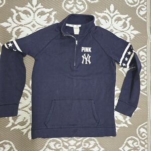 PINK Victoria's Secret by Victoria's Secret Navy Quarter-Zip Sweatshirt